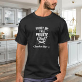 Private chef zwart wit script slogan t-shirt
