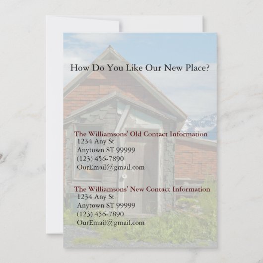 Private Funny Address Change Card: Mountain Uitzic Aankondiging (Achterkant)