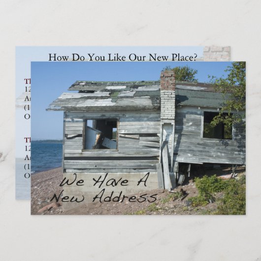 Private Funny Change of Address Kaart: Seaside Hom Aankondiging (Voorkant / Achterkant)