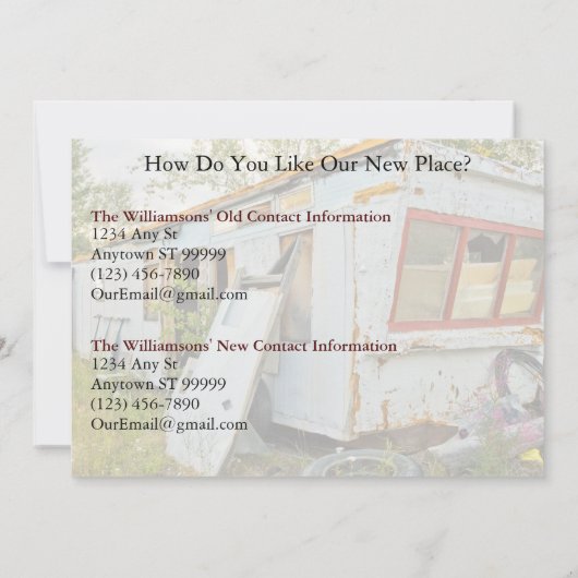 Private Funny Change of Address Kaart: Trailer Hom Aankondiging (Achterkant)