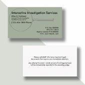 Private Investigator Process Server Visitekaartje