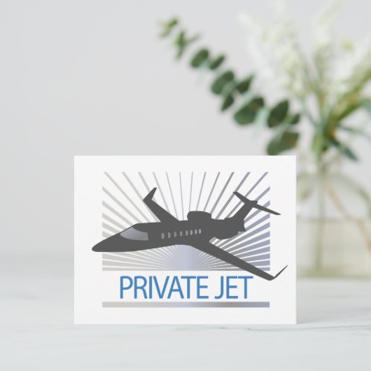 Private Jet Vliegtuig Briefkaart (Staand voorkant)
