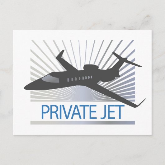 Private Jet Vliegtuig Briefkaart (Voorkant)