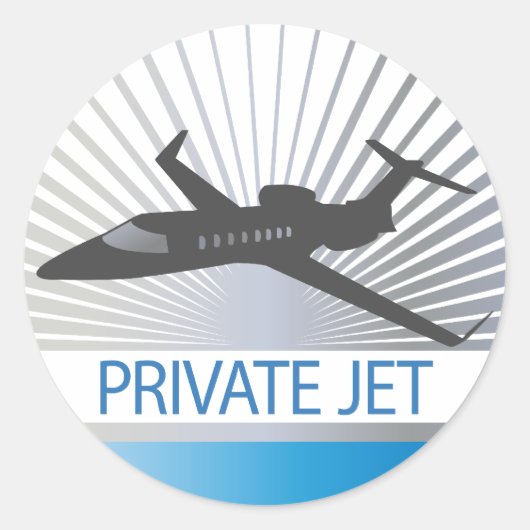 Private Jet Vliegtuig Ronde Sticker (Voorkant)