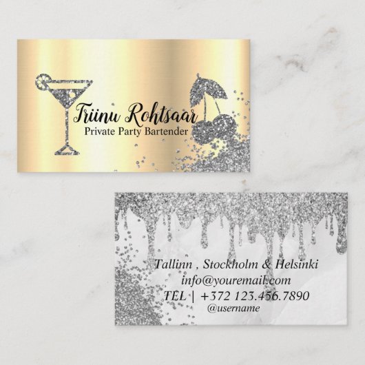 Private Party Bartender Bar Catering Drinken Visitekaartje (Voorkant / Achterkant)