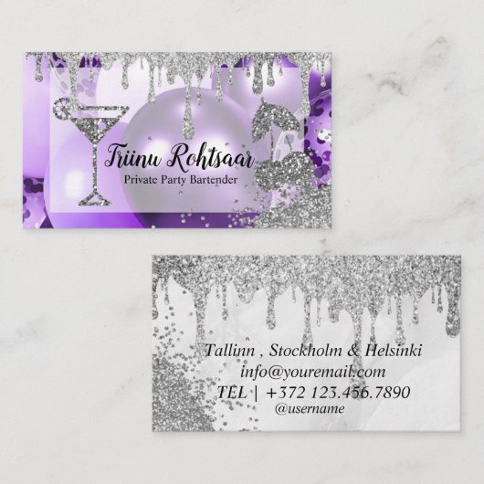 Private Party Bartender Bar Catering Drinken Visitekaartje (Voorkant / Achterkant)