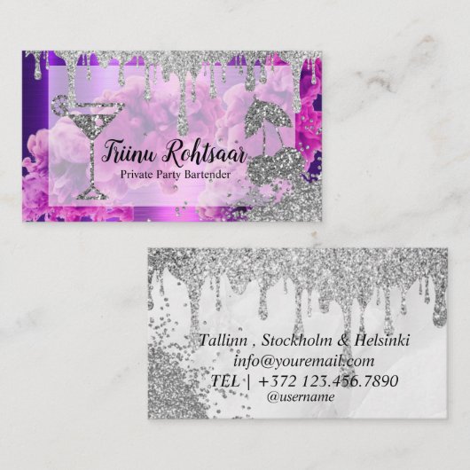 Private Party Bartender Bar Catering Drinken Visitekaartje (Voorkant / Achterkant)