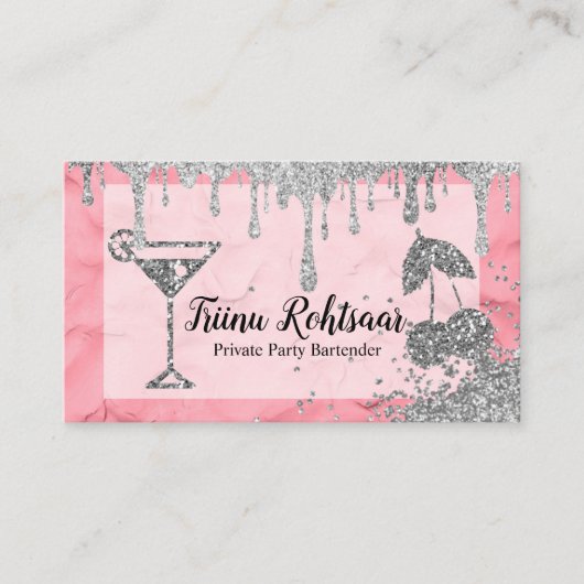 Private Party Bartender Bar Catering Drinken Visitekaartje (Voorkant)