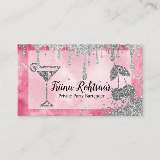 Private Party Bartender Bar Catering Drinken Visitekaartje (Voorkant)