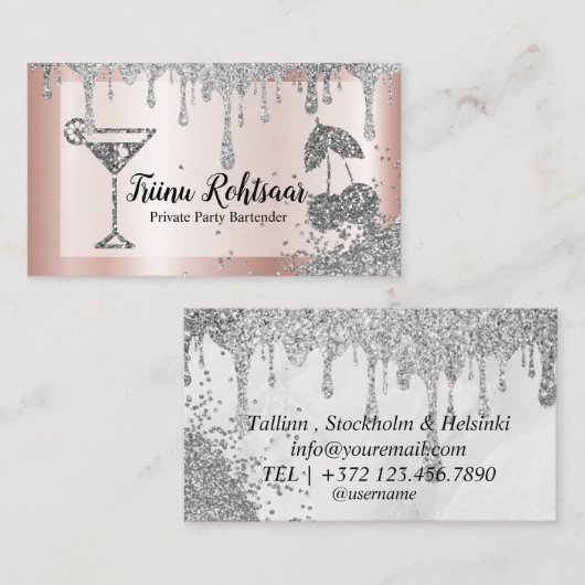 Private Party Bartender Bar Catering Drinken Visitekaartje (Voorkant / Achterkant)