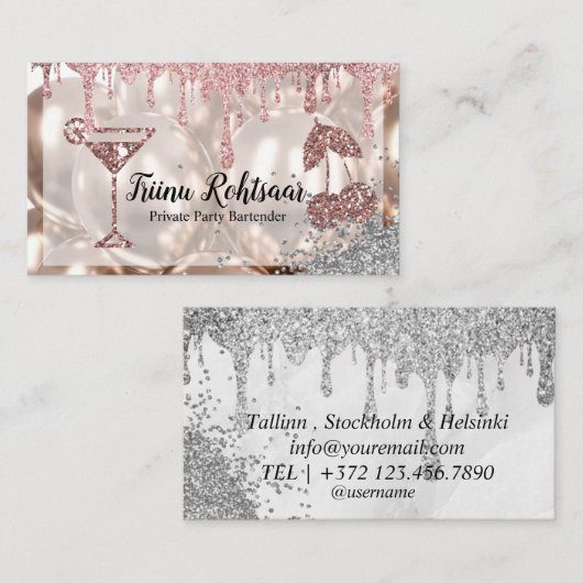 Private Party Bartender Bar Catering Drinken Visitekaartje (Voorkant / Achterkant)