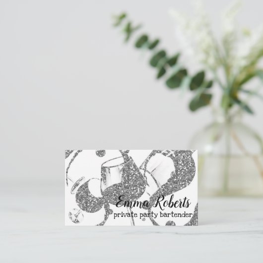 Private Party Bartender Silver Visitekaartje (Staand voorkant)