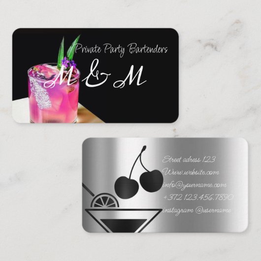 Private Party Bartender voor uw speciale evenement Visitekaartje (Voorkant / Achterkant)