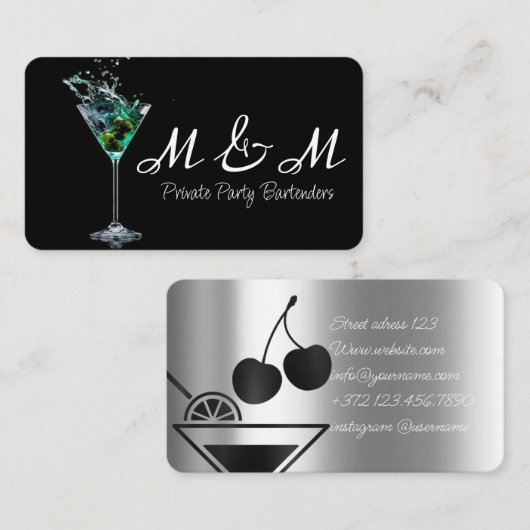 Private Party Bartender voor uw speciale evenement Visitekaartje (Voorkant / Achterkant)