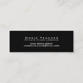 Private Piano Lessons Music Teacher Black Mini Visitekaartje (Achterkant)