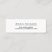 Private Piano Lessons Music Teacher white Mini Visitekaartje (Achterkant)