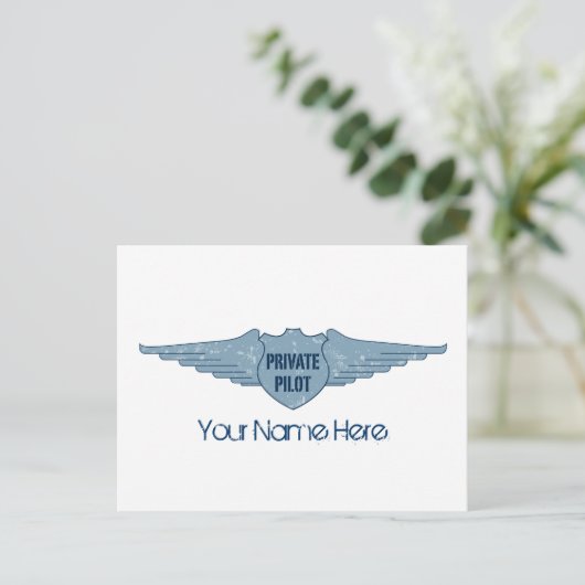Private Pilot Blue Wings Briefkaart (Staand voorkant)