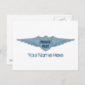 Private Pilot Blue Wings Briefkaart (Voorkant / Achterkant)