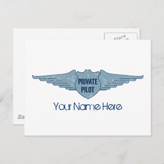 Private Pilot Blue Wings Briefkaart (Voorkant / Achterkant)