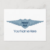Private Pilot Blue Wings Briefkaart (Voorkant)