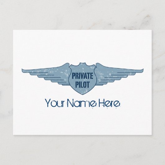 Private Pilot Blue Wings Briefkaart (Voorkant)