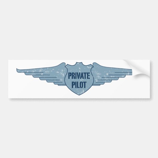 Private Pilot Blue Wings Bumpersticker (Voorkant)