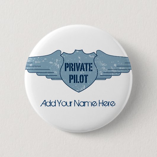 Private Pilot Blue Wings Ronde Button 5,7 Cm (Voorkant)