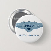 Private Pilot Blue Wings Ronde Button 5,7 Cm (Voorkant /achterkant)