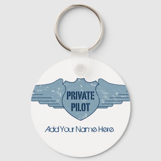 Private Pilot Blue Wings Sleutelhanger (Voorkant)