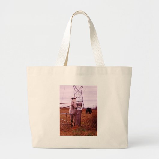 Private Property lavender Horse Grote Tote Bag (Voorkant)