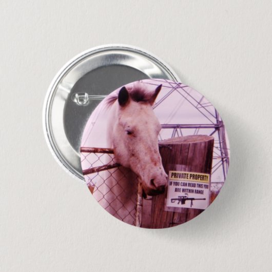 Private Property lavender Horse Ronde Button 5,7 Cm (Voorkant /achterkant)
