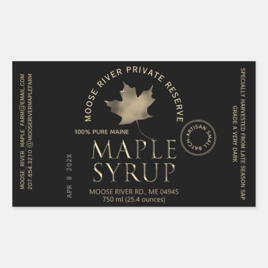 Private Reserve Zwart Label Artisan Maple Syrup (Voorkant)