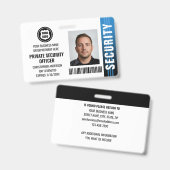 Private Security Guard Officer ID Foto Logo Blauw Badge (Voor- en achterkant)