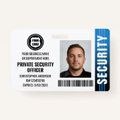 Private Security Guard Officer ID Foto Logo Blauw Badge (Voorkant)