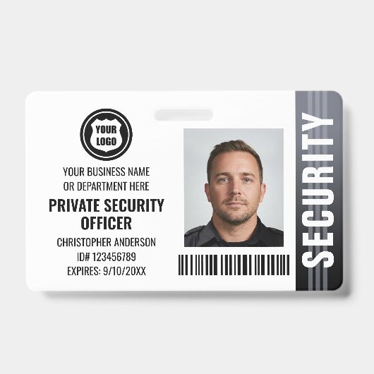 Private Security Guard Officer ID Foto Logo Gray Badge (Front)