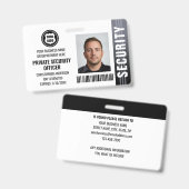 Private Security Guard Officer ID Foto Logo Gray Badge (Front & Back)