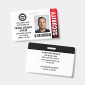 Private Security Guard Officer ID Foto Logo Rood Badge (Front & Back)