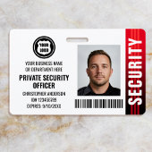 Private Security Guard Officer ID Foto Logo Rood Badge