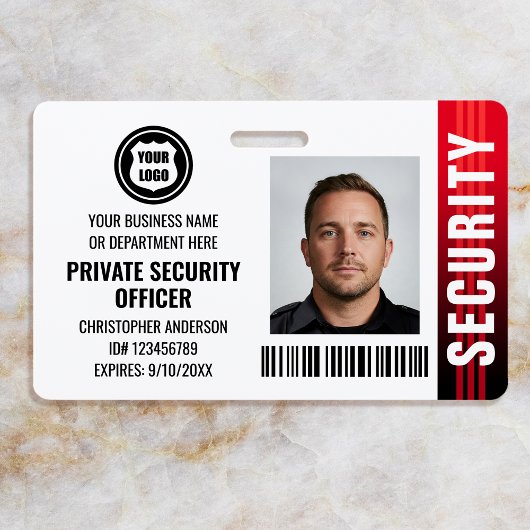 Private Security Guard Officer ID Foto Logo Rood Badge