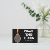 Private Tennis Lessons Stylish Black Sport Coach Visitekaartje (Staand voorkant)