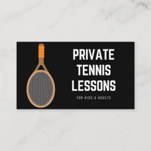 Private Tennis Lessons Stylish Black Sport Coach Visitekaartje