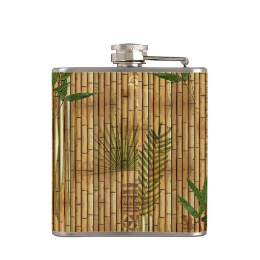 Private Tiki Bar met Jouw naam erop Heupfles (Achterkant)