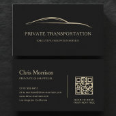 Private Transportation QR Code Black & Gold Visitekaartje
