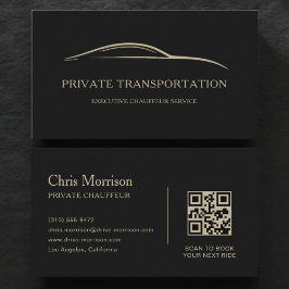 Private Transportation QR Code Black & Gold Visitekaartje
