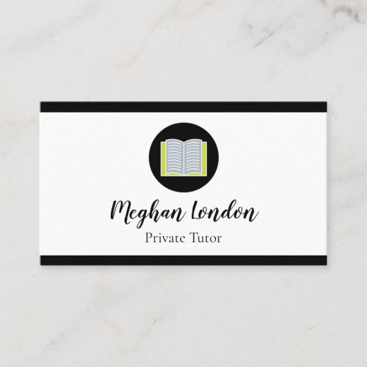 Private Tutor Docent Educator Minimalistisch Boek Visitekaartje (Voorkant)