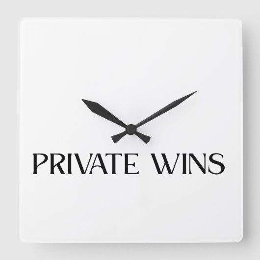 Private Wins Modern Acrylic Wall Clock Vierkante Klok (Voorkant)