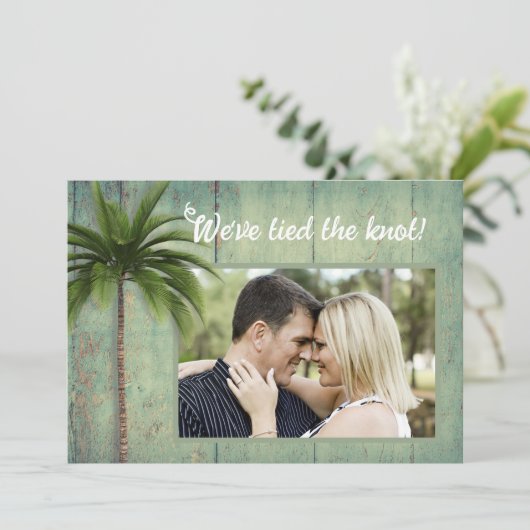 Privé bruiloft palmbomen foto aankondiging (Staand voorkant)