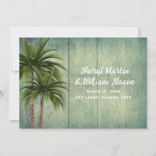 Privé bruiloft palmbomen foto aankondiging (Achterkant)