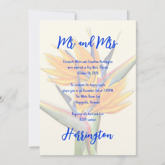 Privé Bruiloft Vogel van het Paradijs Bloemen Part Kaart (Voorkant)