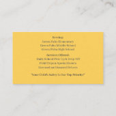 Privé buschauffeur Yellow School Bus Visitekaartje (Achterkant)